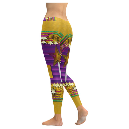 Stars of the magical wand Women's Low Rise Leggings (Invisible Stitch) (Model L05)