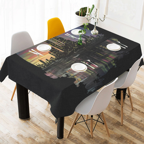 City Lights Cotton Linen Tablecloth 52"x 70"