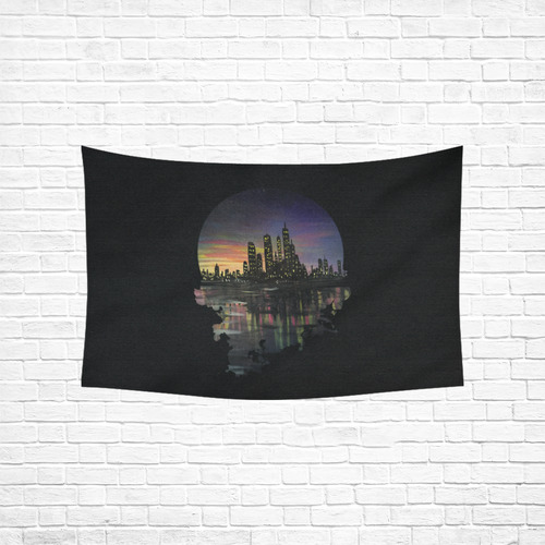 City Lights Cotton Linen Wall Tapestry 60"x 40"