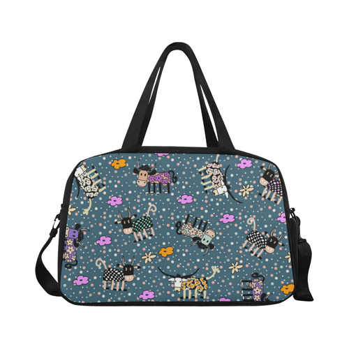 Colorfully and Funny COWS with FLOWERS Fitness Handbag (Model 1671)