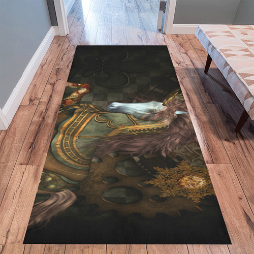 Steampunk, wonderful steampunk horse Area Rug 9'6''x3'3''