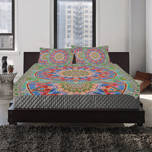 boho mandala green 3-Piece Bedding Set