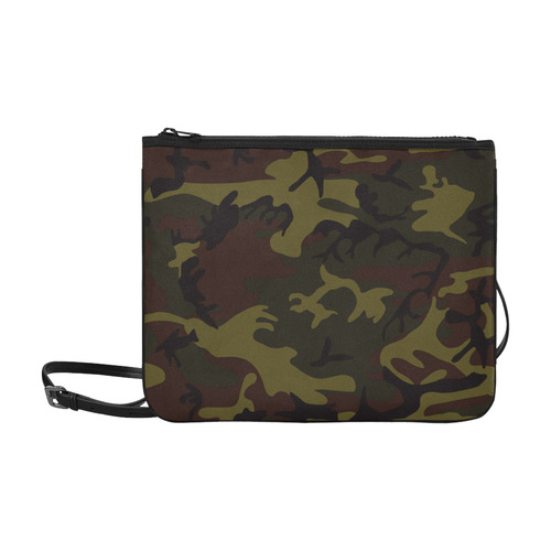 Camo Green Brown Slim Clutch Bag (Model 1668)