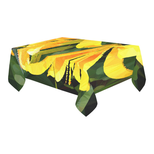 Yellow Lilies Low Poly Floral Geometric Landscape Cotton Linen Tablecloth 60" x 90"