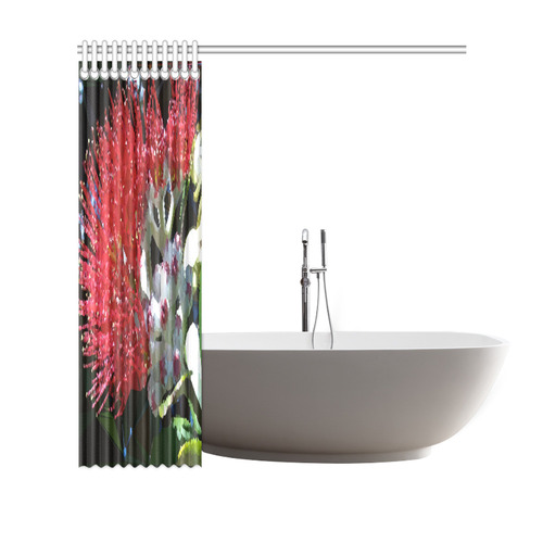 New Zealand Red Floral Low Poly Art Shower Curtain 69"x70"