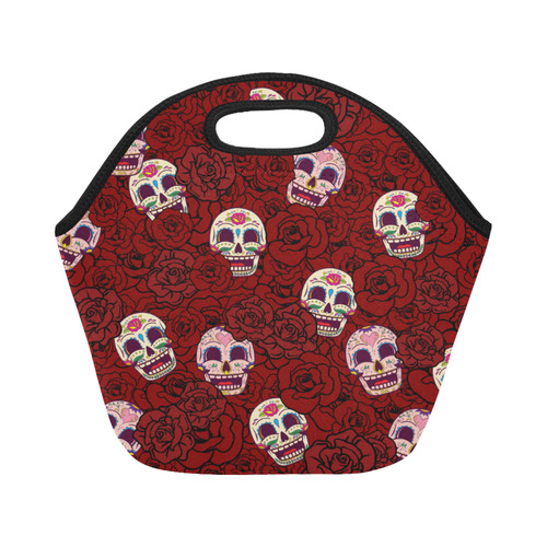 Rose Sugar Skull Neoprene Lunch Bag/Small (Model 1669)
