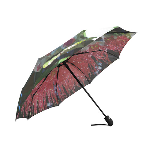 New Zealand Red Floral Low Poly Art AutoFoldable Umbrella (Model U04
