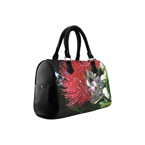 New Zealand Red Floral Low Poly Art Boston Handbag (Model 1621)