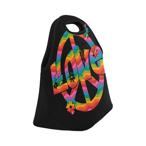 Colorful Love and Peace Neoprene Lunch Bag/Small (Model 1669)