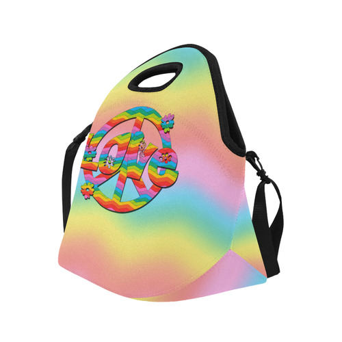 Colorful Love and Peace Background Neoprene Lunch Bag/Large (Model 1669)