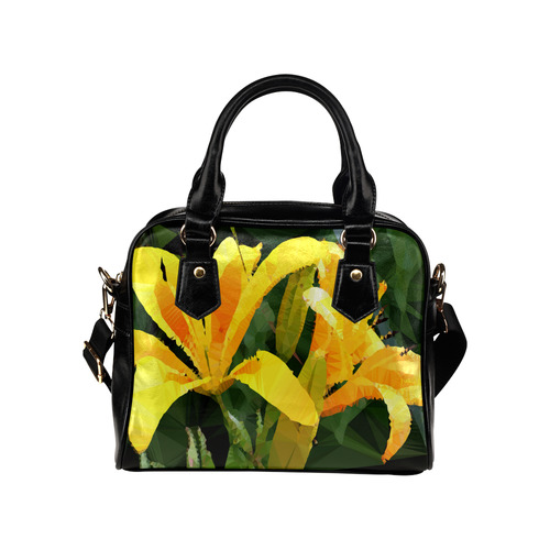 Yellow Lilies Low Poly Floral Geometric Landscape Shoulder Handbag (Model 1634)