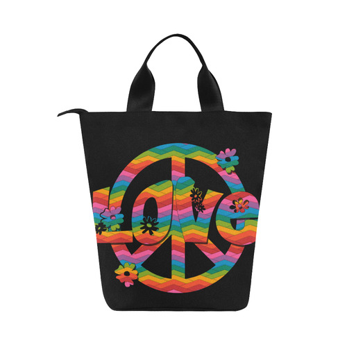 Colorful Love and Peace Nylon Lunch Tote Bag (Model 1670)