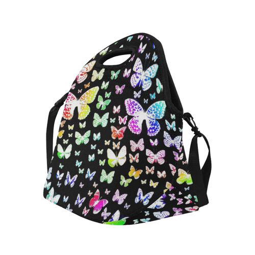 Rainbow Butterflies Neoprene Lunch Bag/Large (Model 1669)