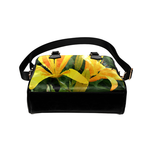 Yellow Lilies Low Poly Floral Geometric Landscape Shoulder Handbag (Model 1634)