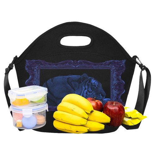blue tiger framed Neoprene Lunch Bag/Large (Model 1669)