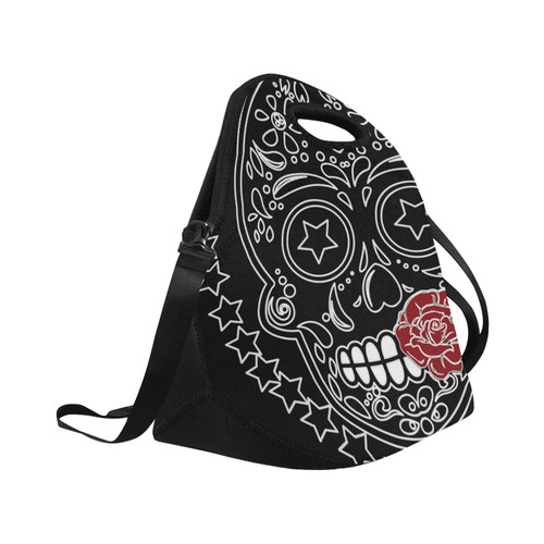 Sugar Skull Red Rose Neoprene Lunch Bag/Large (Model 1669)