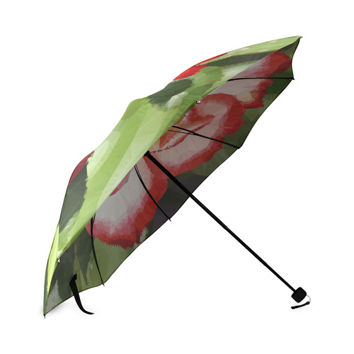 Red White Rose Geometric Floral Low  Poly Triangle Foldable Umbrella (Model U01)