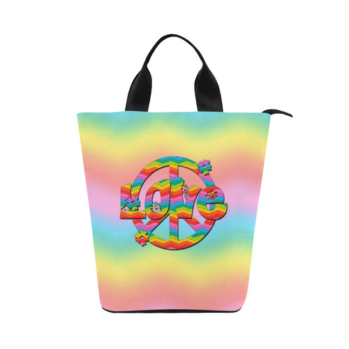 Colorful Love and Peace Background Nylon Lunch Tote Bag (Model 1670)