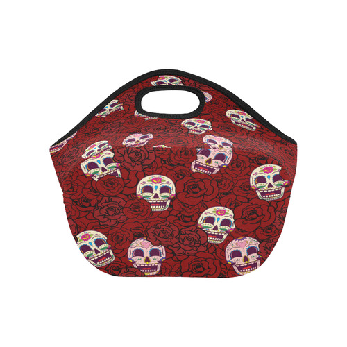 Rose Sugar Skull Neoprene Lunch Bag/Small (Model 1669)