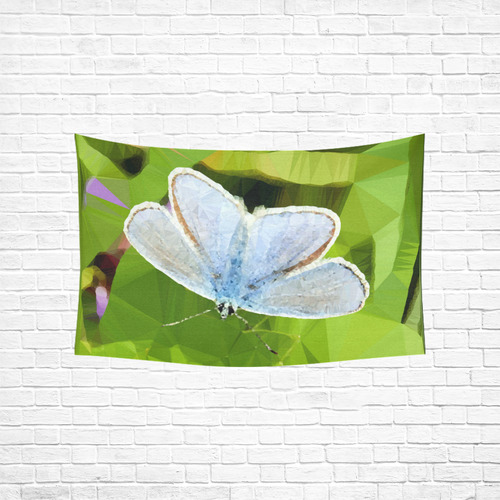 Blue Butterfly Low Poly Geometric Triangle Art Cotton Linen Wall Tapestry 60"x 40"