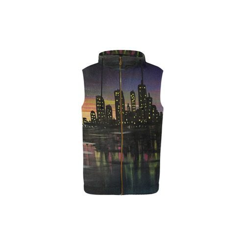 City Lights All Over Print Sleeveless Zip Up Hoodie for Kid (Model H16)