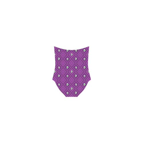 Funny little Skull pattern, purple by JamColors Strap Swimsuit ( Model S05)