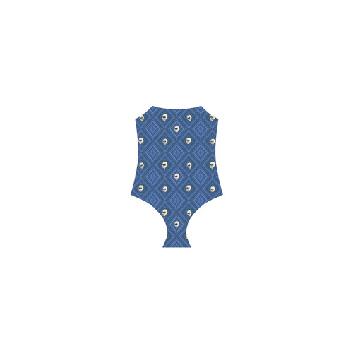 Funny little Skull pattern, blue by JamColors Strap Swimsuit ( Model S05)