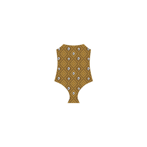 Funny little Skull pattern, golden by JamColors Strap Swimsuit ( Model S05)