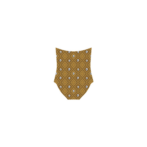 Funny little Skull pattern, golden by JamColors Strap Swimsuit ( Model S05)