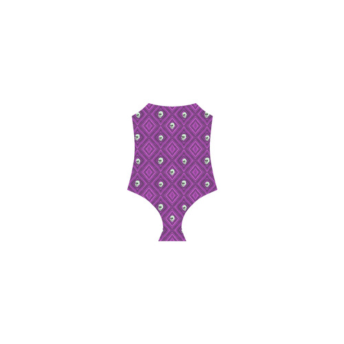 Funny little Skull pattern, purple by JamColors Strap Swimsuit ( Model S05)
