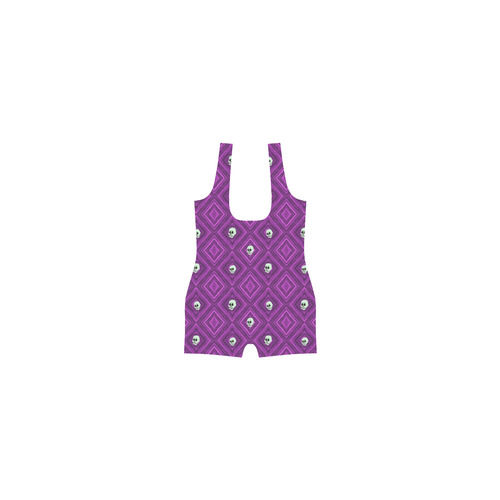 Funny little Skull pattern, purple by JamColors Classic One Piece Swimwear (Model S03)