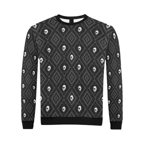 Funny little Skull pattern, B&W by JamColors All Over Print Crewneck Sweatshirt for Men (Model H18)