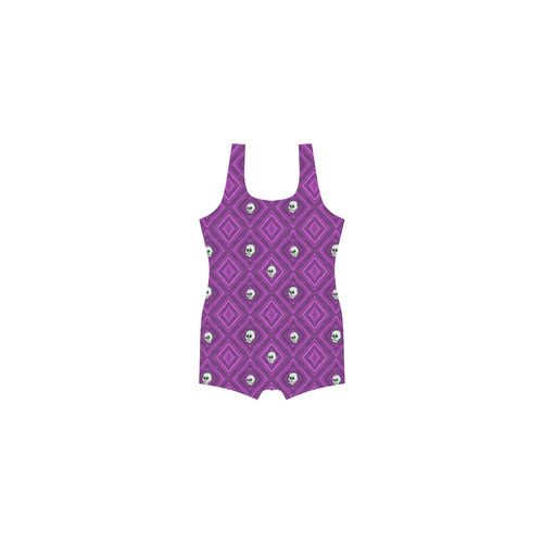 Funny little Skull pattern, purple by JamColors Classic One Piece Swimwear (Model S03)