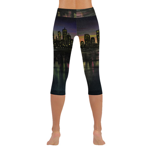 City Lights Women's Low Rise Capri Leggings (Invisible Stitch) (Model L08)