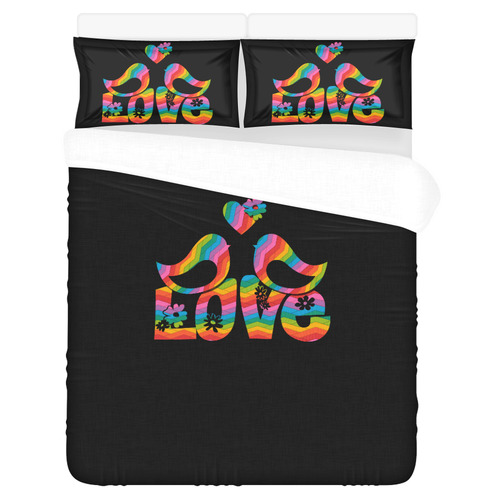 Love Birds with a Heart 3-Piece Bedding Set