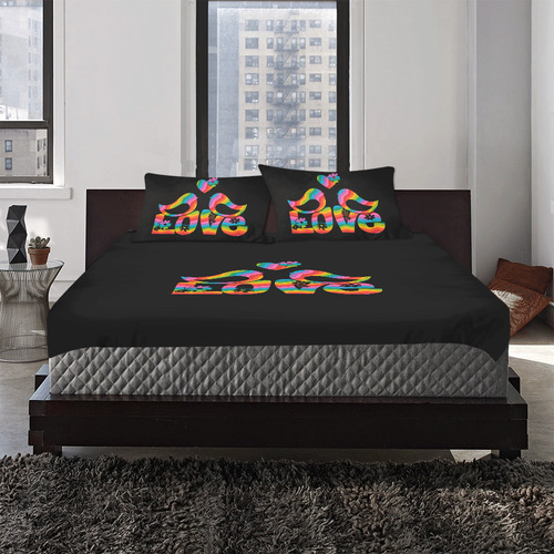 Love Birds with a Heart 3-Piece Bedding Set