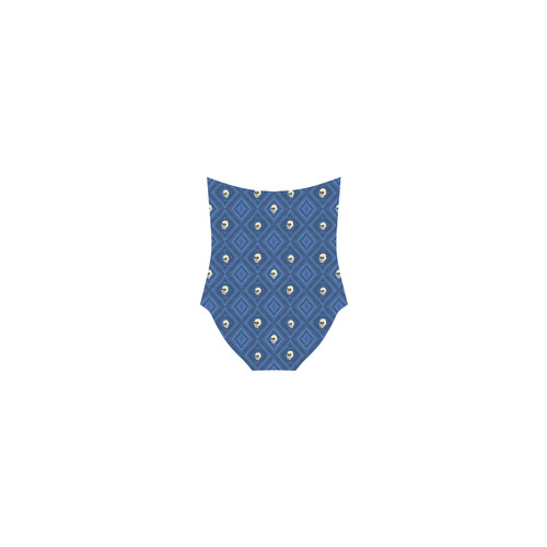 Funny little Skull pattern, blue by JamColors Strap Swimsuit ( Model S05)