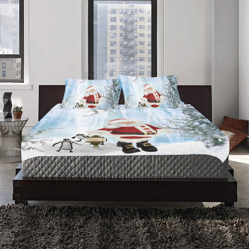 Santa Claus with penguin 3-Piece Bedding Set