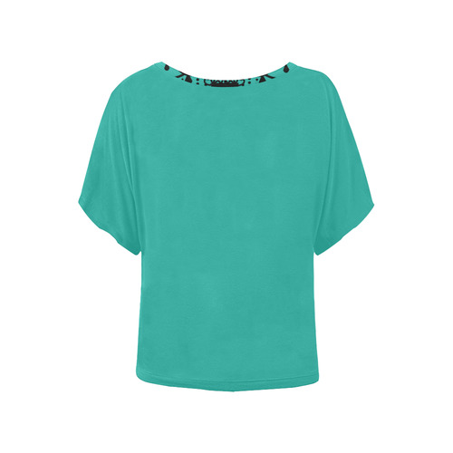 Chandalier Turquoise Winged Top Women's Batwing-Sleeved Blouse T shirt (Model T44)