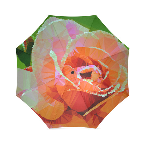 Pink Rose Floral Geometric Low Poly Triangles Foldable Umbrella (Model U01)