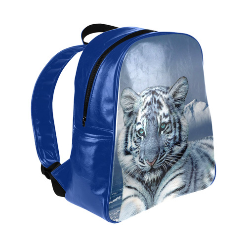 Blue White Tiger Multi-Pockets Backpack (Model 1636)
