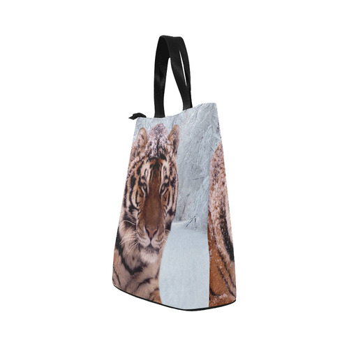 Tiger and Snow Nylon Lunch Tote Bag (Model 1670)