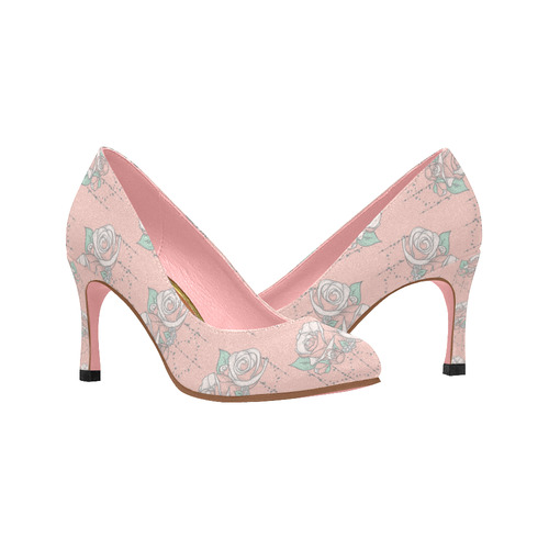 salmon pink high heels