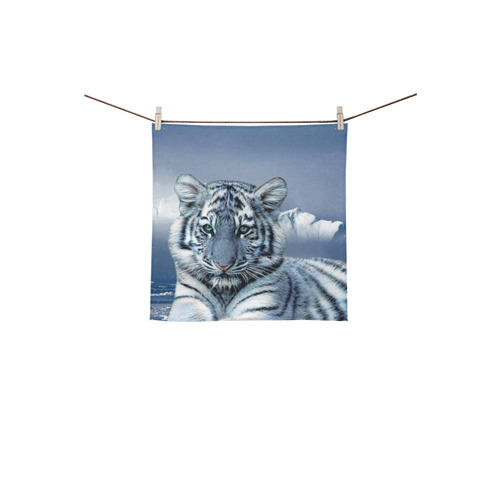 Blue White Tiger Square Towel 13“x13”