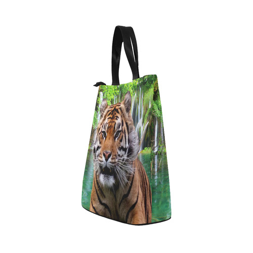 Tiger and Waterfall Nylon Lunch Tote Bag (Model 1670)