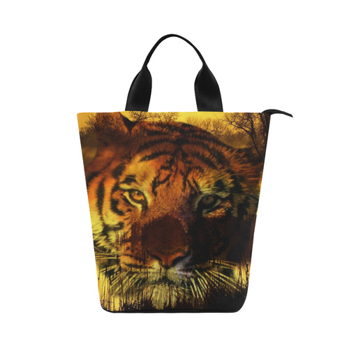 Tiger Face Nylon Lunch Tote Bag (Model 1670)