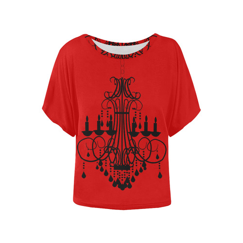 Chanailier Red Winged Top Women's Batwing-Sleeved Blouse T shirt (Model T44)