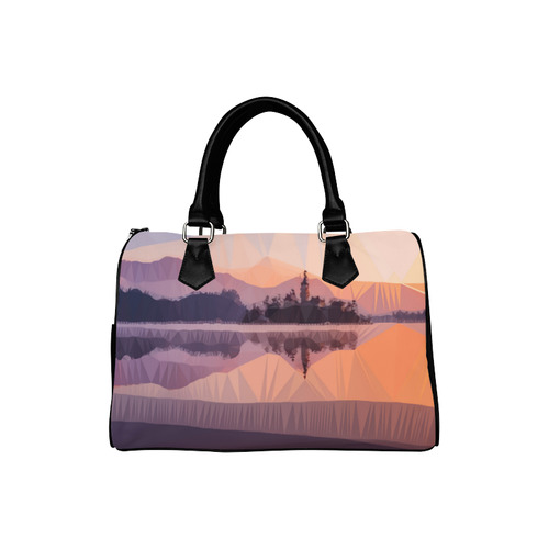 Orange Sunset Low Poly Polygon Triangle Landscape Boston Handbag (Model 1621)