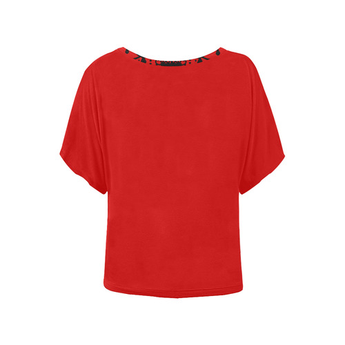 Chanailier Red Winged Top Women's Batwing-Sleeved Blouse T shirt (Model T44)