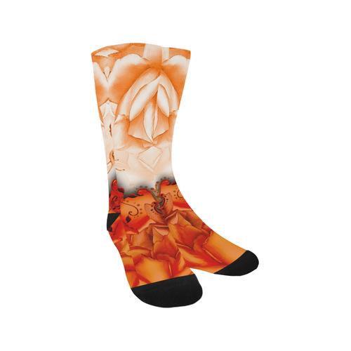 Sorf red flowers with butterflies Trouser Socks